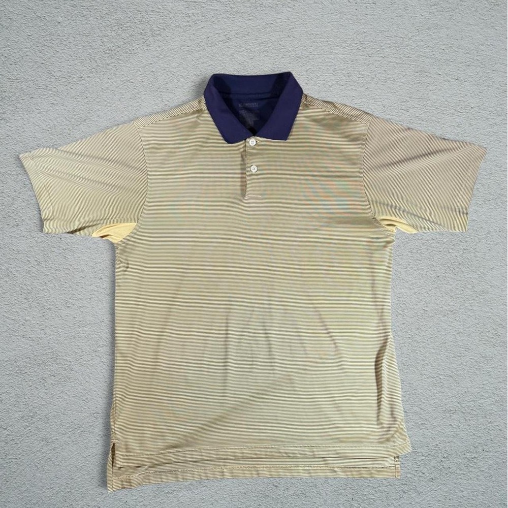 Adidas Mens Yellow Purple Striped Golf Polo Shirt Large Preppy Short Sleeve